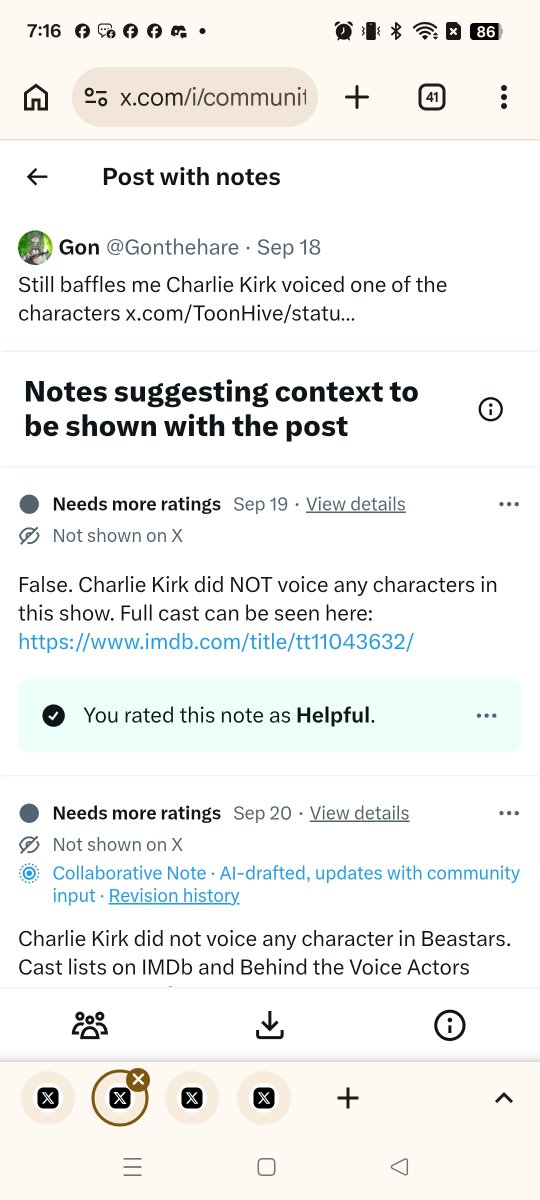 PinkLustDesires's tweet photo. If any real #Beastars fans here please if you can't try to get @Gonthehare attention please community note this post. We need more ratings. Dirtbag lefties are just ruining it just because that account does not like the anime.

PS: Watching Beastars is NOT MAGA https://t.co/FscFMnqo5k