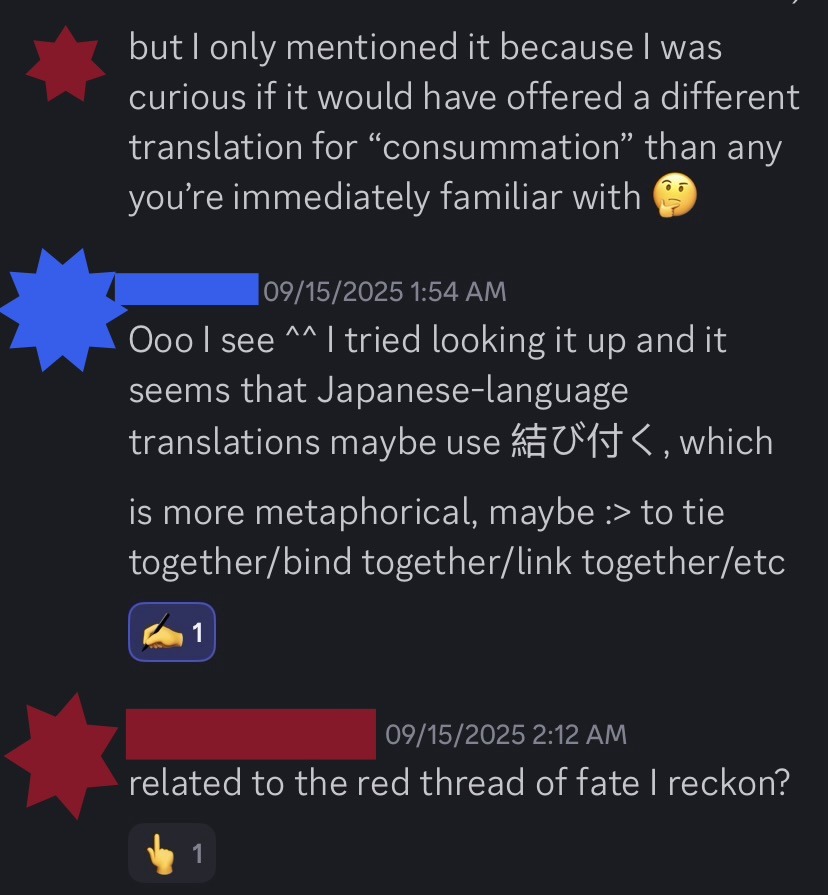 MyAlt4Kuro's tweet photo. And for a little while, bc of how I already reasoned that the covenant is like marriage, I was awkwardly trying to ask around about what they use in place of “consummate” in Japanese?
At least in the Bible, it’s what the demon used here https://t.co/CkzhFLxkUM