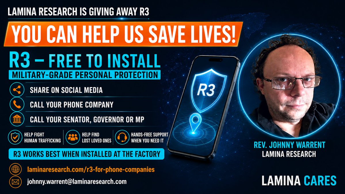 _JohnnyWarrent's tweet photo. @RepAlexDallman will you help us save lives? Lamina R3 offers silent distress alerts, live GPS &amp; trusted-contact emergency communication. Installation + our help are FREE. Come join us—or simply help us get R3 seen. People safer together.
https://t.co/sdsM2Fwenj https://t.co/eNfUnukbYs