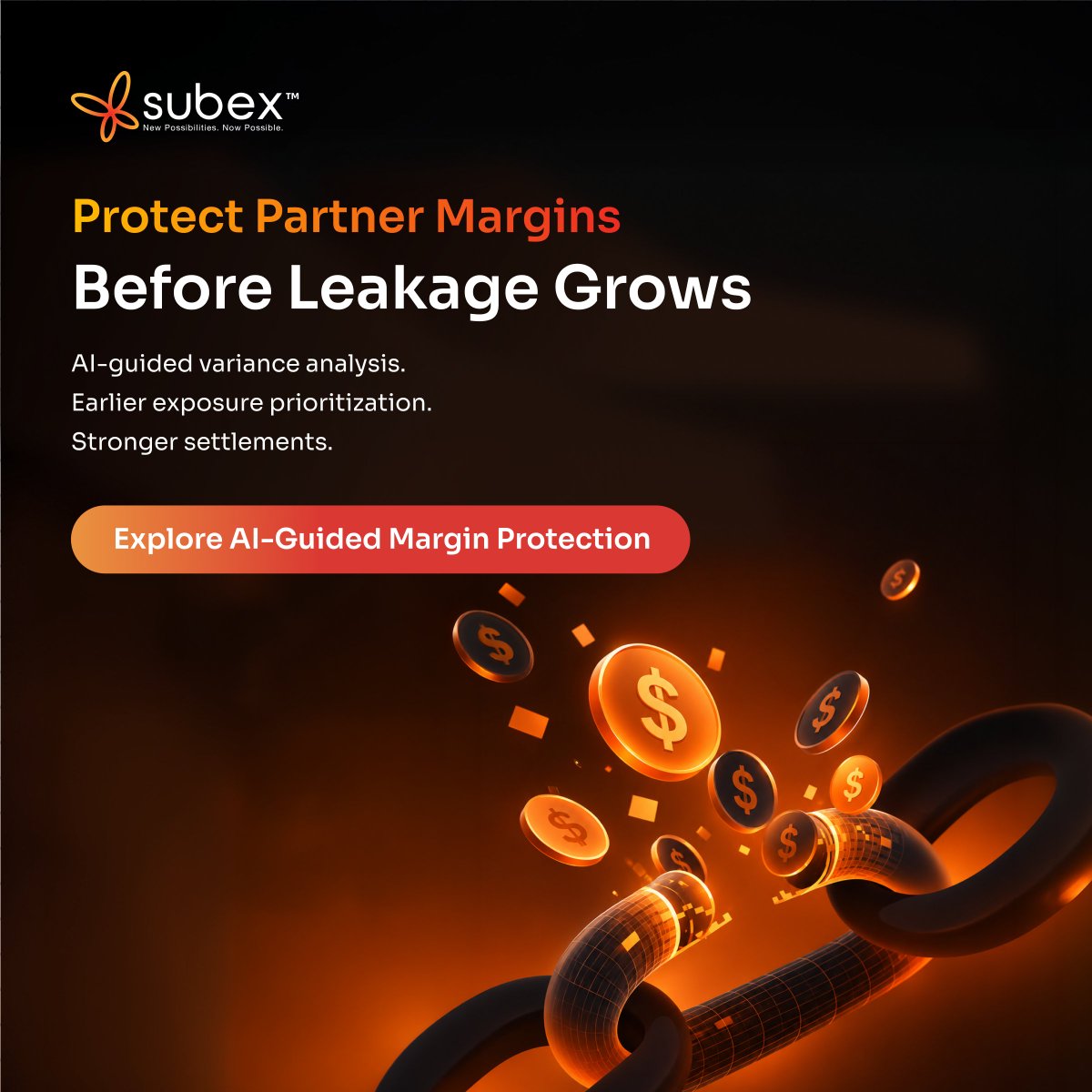 subex's tweet photo. Partner margin leakage rarely arrives as one obvious event. 
 
It builds through invoice mismatches, settlement delays, disputes and unresolved variances that surface too late.
 
Subex 𝗣𝗘𝗠 uses AI-powered intelligence and focused AI capabilities to connect these signals, explain likely root causes and prioritize the partners or exceptions carrying the greatest exposure. That gives teams stronger evidence for reconciliation and dispute resolution, while helping protect revenue earlier in the cycle. 
 
The shift is from reacting after the fact to using AI-guided context to decide where action matters most.
 
Learn More at Subex PEM Agents - https://t.co/eAZC3kURSA
 
#Subex #PartnerEcosystem #PartnerMargin #WholesaleBilling #AIAgents #NewPossibilitiesNowPossible