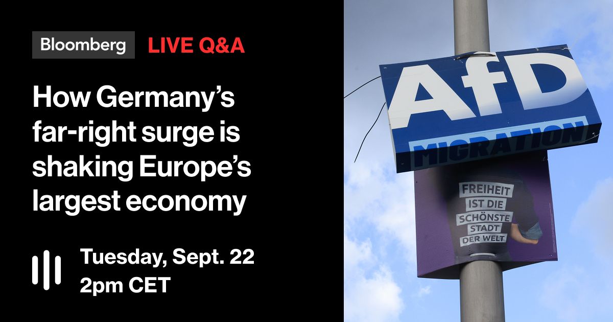 business's tweet photo. Germany’s Chancellor Friedrich Merz staved off perhaps the biggest challenge to his leadership so far after a record defeat in a state election.

With the rise of the far-right party Alternative for Germany, how will Europe’s largest economy respond? 

🔜  https://t.co/JdoipVku1D https://t.co/tJVn5xMAAZ