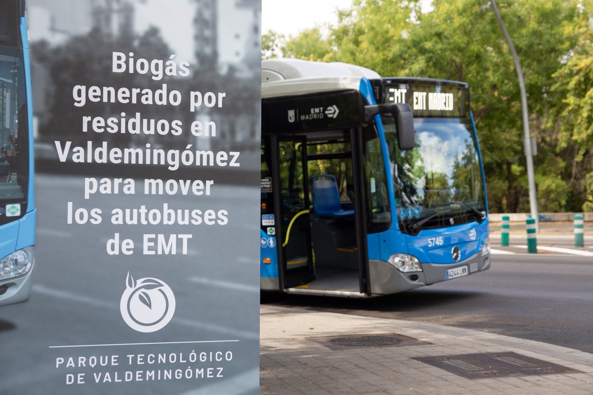 EMTmadrid's tweet photo. 🤝 EMT ya ha usado anteriormente energías procedentes de la gestión de residuos del Parque Tecnológico de Valdemingómez.

🌱 Su biometano, por ejemplo, ha servido como combustible para los autobuses GNC de la flota municipal.

#Madrid360 https://t.co/u2MJEKDONV