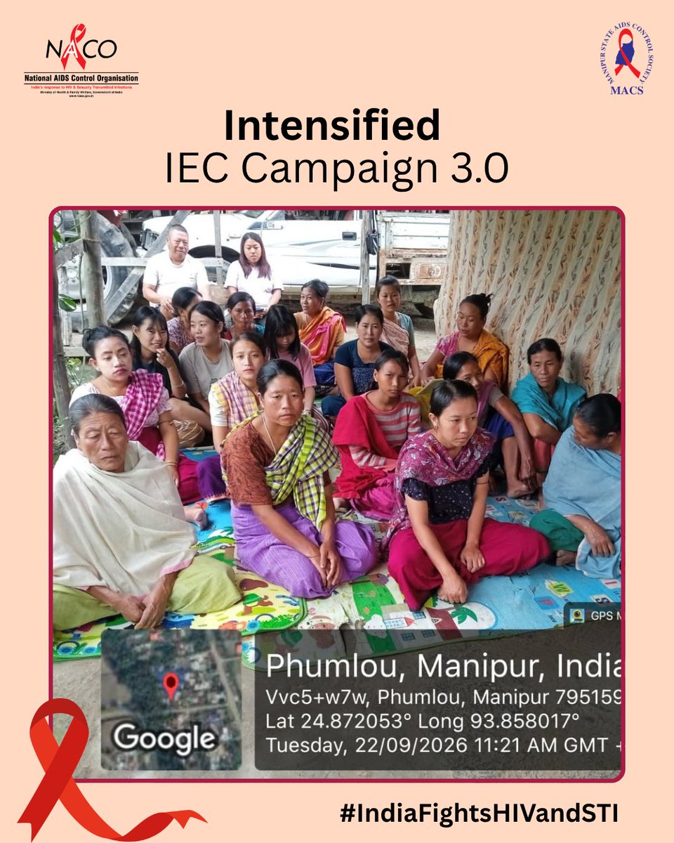 ManipurAIDS's tweet photo. As part of 2 month Intensified IEC Campaign, Imphal West conducted village awareness campaign on HIV &amp; STI at Phumlou, Narankonjil and Langthabal.  #IndiaFightsHIVansTI #KnowYourHIVStatus #HIVAwareness #HIVPrevention
#EndAIDS #EndStigma @NACOINDIA https://t.co/5quPDEF61r