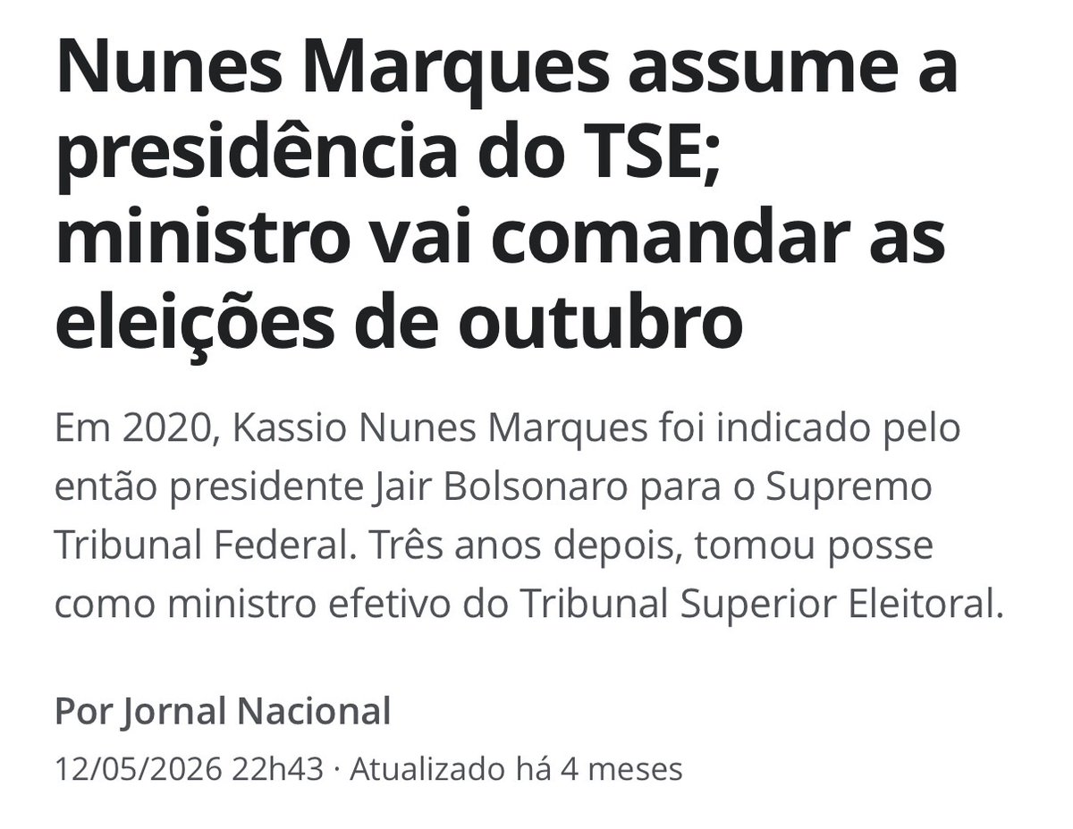 Samuelsworld's tweet photo. 🗳️🗳️ Depois de todo escândalo com Vorcaro, Nunes tem que pedir afastamento imediato da presidência do TSE. https://t.co/KPZ8a7XqrH