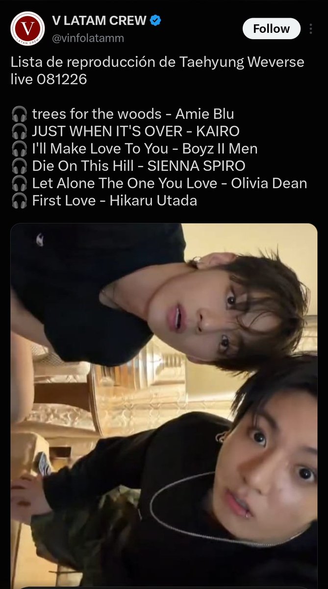 writtenbykookv's tweet photo. jungkook reposted a post abt musician Kairo on Instagram. taekook listened to the same artist during the live they did together. i love how they have a shared playlist and their music taste is literally identical 💌 https://t.co/UEBKSYwhbb