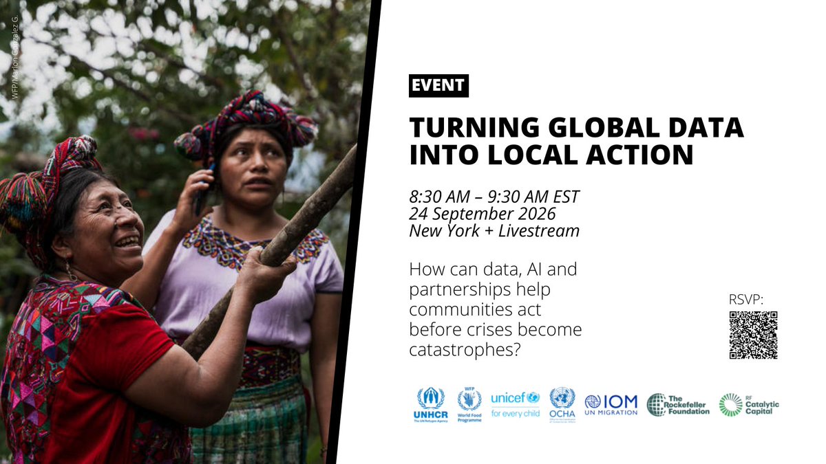 WFPVAM's tweet photo. The challenge isn't just collecting more #data. 

It's turning insight into earlier action, smarter decisions, and better outcomes for people facing hunger, displacement, conflict and climate shocks. 

Join our conversation, 8:30-9:30 AM ET, 24 September: https://t.co/TaWZ7KzBpZ https://t.co/YmnkFmDPXn