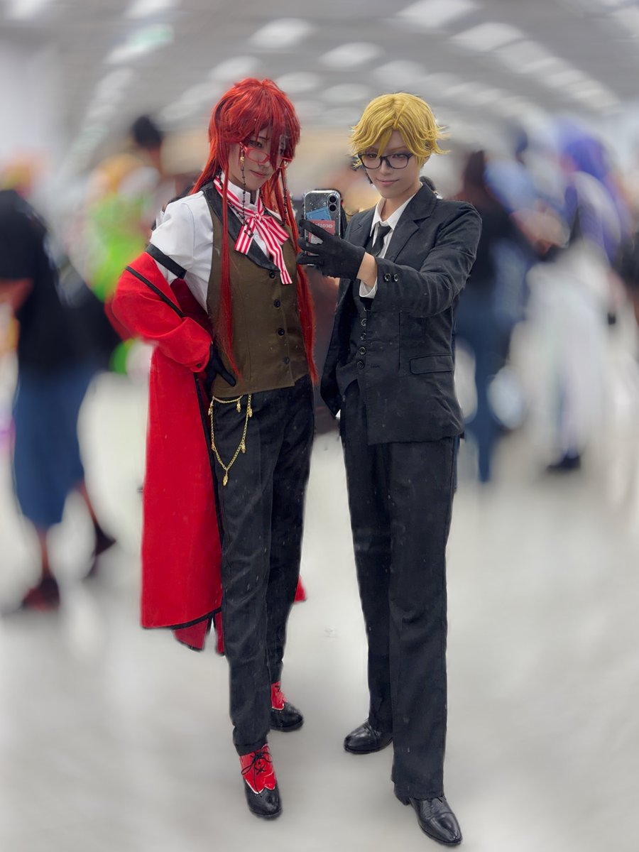 kuro_mame_cha_'s tweet photo. 今日は黒執事のロナルド・ノックスで、サトクリフ先輩と居ました✌️
念願の死神併せ本当に楽しかった🥹💗💗

グレル: @A_dbd23 
 #アコスタ池袋 https://t.co/USHydHEs2Z