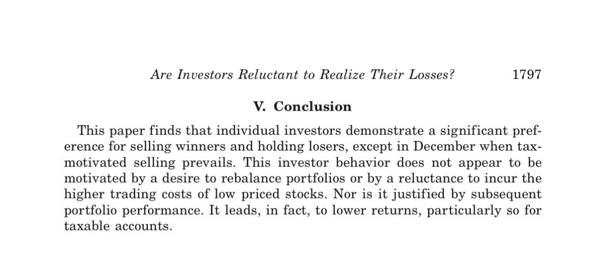 StepIntoStocks's tweet photo. UC Berkeley research analyzed 10,000 brokerage accounts and found investors sell their winning stocks 50% faster than their losing stocks. Let your winners run! https://t.co/DRUuU6Skvf
