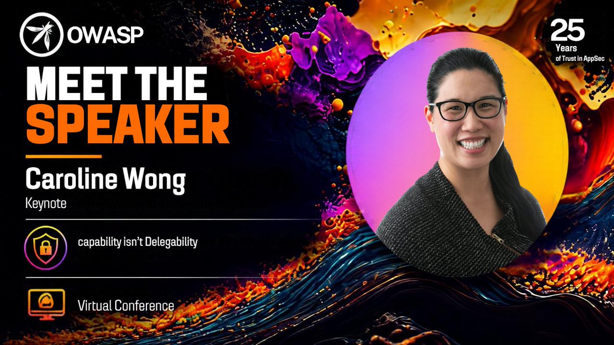 owasp's tweet photo. Keynote: Capability Isn't Delegability
🎤 Caroline Wong
🗓 Sep 22 | 9:00 AM–10:00 AM PDT
📺 https://t.co/hoSzJVdkbv
#OWASP25 #OWASP #AISecurity #ResponsibleAI #ApplicationSecurity https://t.co/splMv6umOK