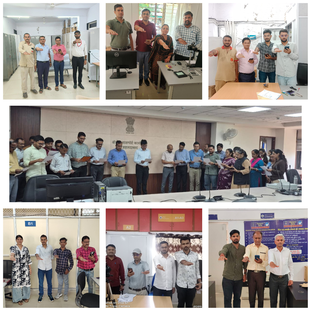 rpoahmedabad's tweet photo. 17 सितंबर से 02 अक्टूबर तक चलाए जा रहे 'स्वच्छता ही सेवा' अभियान 2026 के तहत क्षेत्रीय पासपोर्ट कार्यालय एवं विभिन्न पासपोर्ट सेवा केन्द्रों/डाकघर पासपोर्ट सेवा केन्द्रों के अधिकारियों/कर्मचारियों ने स्वच्छता की शपथ ली और साफ़-सफ़ाई, स्वच्छता को बनाए रखने के प्रति अपनी प्रतिबद्धता दोहराई।
#SHS2026 #SwachhataHiSeva2026

@SwachhBharatGov  @SwachhBharat @MoHUA_India @MoJSDDWS @PMOIndia @passportsevamea @MEAIndia
