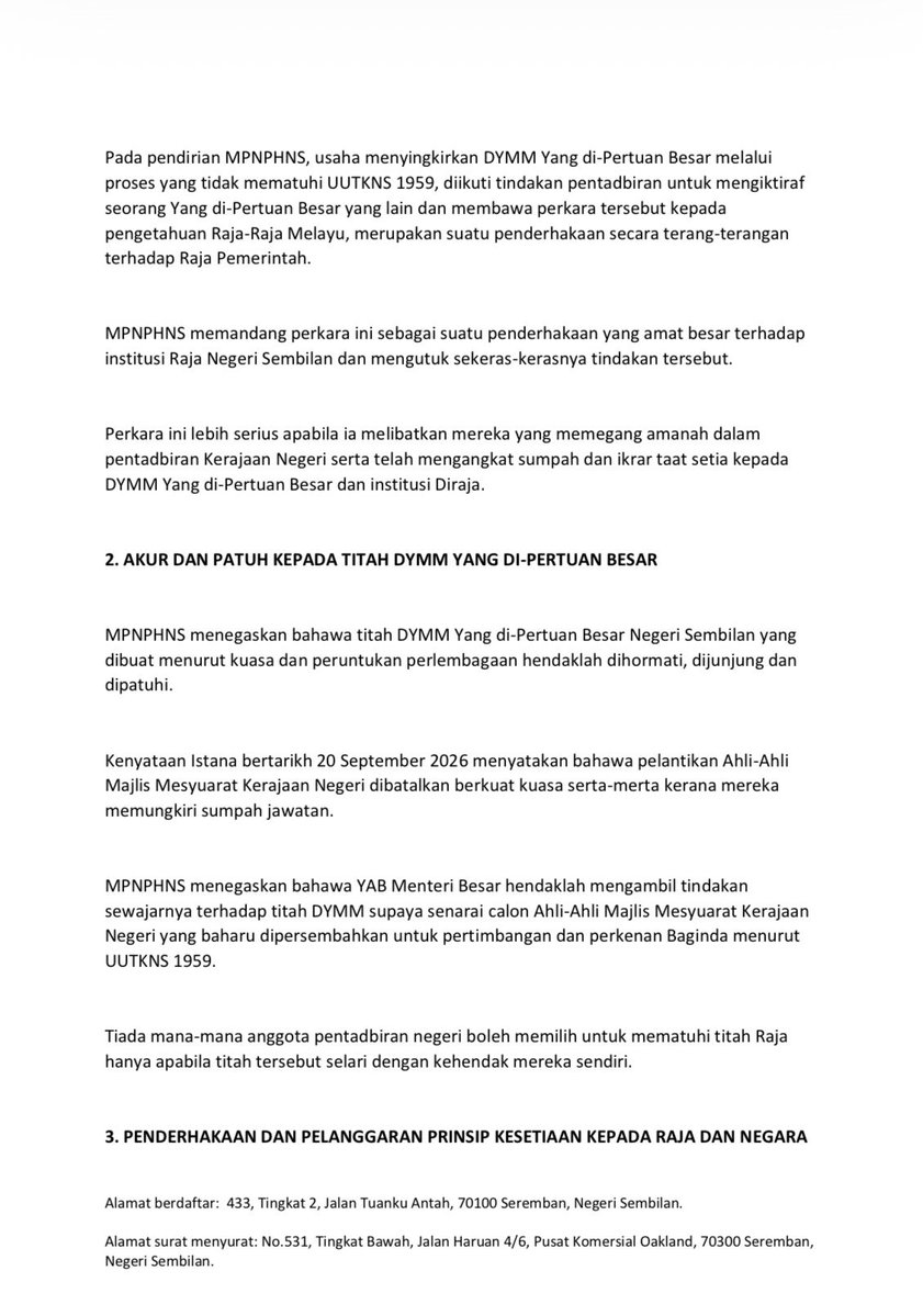 KEADILAN's tweet photo. KENYATAAN MEDIA
MAJLIS PIMPINAN NEGERI PAKATAN HARAPAN NEGERI SEMBILAN

𝐏𝐄𝐍𝐃𝐈𝐑𝐈𝐀𝐍 𝐓𝐄𝐆𝐀𝐒 𝐓𝐄𝐑𝐇𝐀𝐃𝐀𝐏 𝐈𝐒𝐔 𝐈𝐍𝐒𝐓𝐈𝐓𝐔𝐒𝐈 𝐘𝐀𝐍𝐆 𝐃𝐈-𝐏𝐄𝐑𝐓𝐔𝐀𝐍 𝐁𝐄𝐒𝐀𝐑 𝐍𝐄𝐆𝐄𝐑𝐈 𝐒𝐄𝐌𝐁𝐈𝐋𝐀𝐍

MAJLIS PIMPINAN NEGERI
PAKATAN HARAPAN NEGERI SEMBILAN https://t.co/tKNlM8dsJf