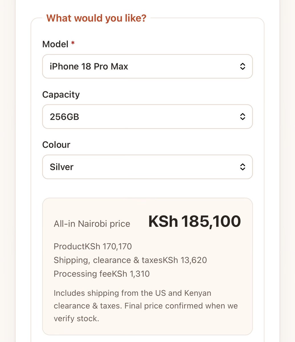 NigelJr_'s tweet photo. I have been seeing this debate for a while now and its very funny. There is no way the iPhone 18 pro max 256GB can be 280k. So I went deep diving on my fav shipping store and guess what? The markups from you lot is aggravating. https://t.co/1gHEUNOeRh