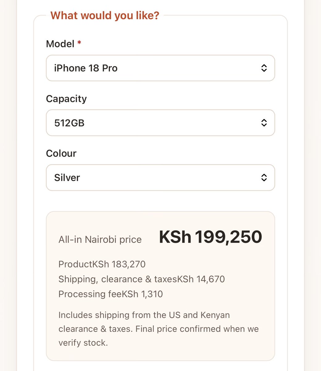 NigelJr_'s tweet photo. I have been seeing this debate for a while now and its very funny. There is no way the iPhone 18 pro max 256GB can be 280k. So I went deep diving on my fav shipping store and guess what? The markups from you lot is aggravating. https://t.co/1gHEUNOeRh