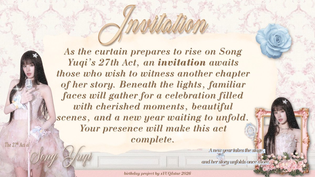 iMlNJUU's tweet photo. By this note, I, Areesha, gladly accept the invitation to 𝗧𝗵𝗲 𝟮𝟳𝘁𝗵 𝗔𝗰𝘁 𝗼𝗳 𝗦𝗼𝗻𝗴 𝗬𝘂𝗾𝗶. I shall take my place among the audience and join this special celebration as another chapter begins beneath the glow of the spotlight. 🎭 https://t.co/VMSp7KvJDT