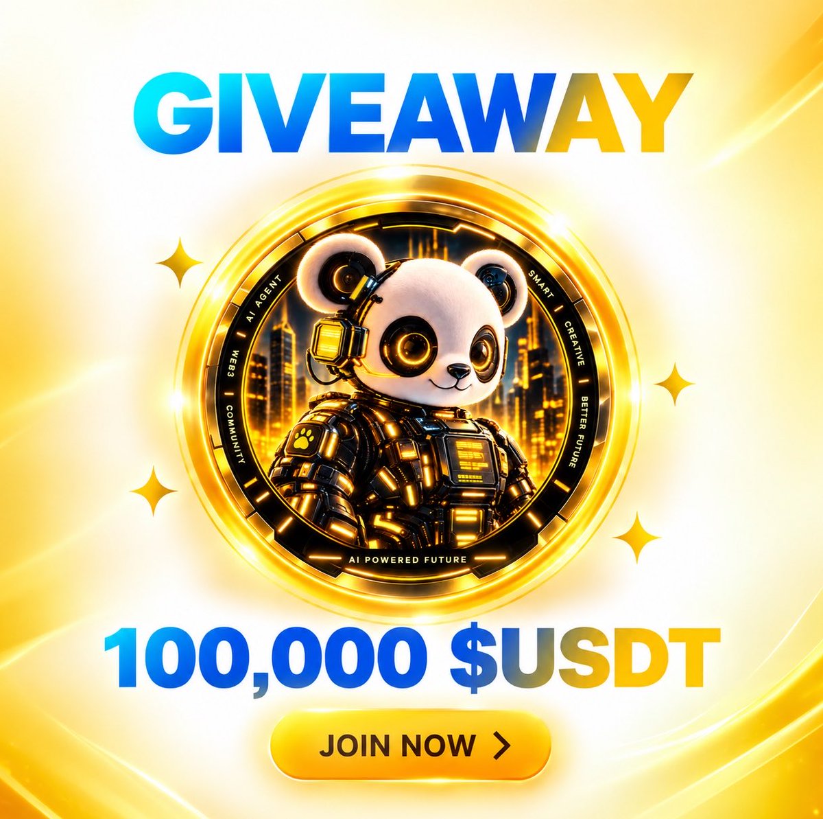 PandaAixbnb's tweet photo. GIVEAWAY 100,000 - $USDT from Panda Ai  each will receive 100 $USDT for 1,000 fastest people 🎁

- Follow @PandaAixbnb 
- RT + Like ❤️ 
- Comments $BNB address

Giveaway ends September 25th ⏰

#giveaway #giveawaycrypto #giveawaybig #Airdrop #panda #Ai #crypto #cryptoai https://t.co/9mGHmYLGRM