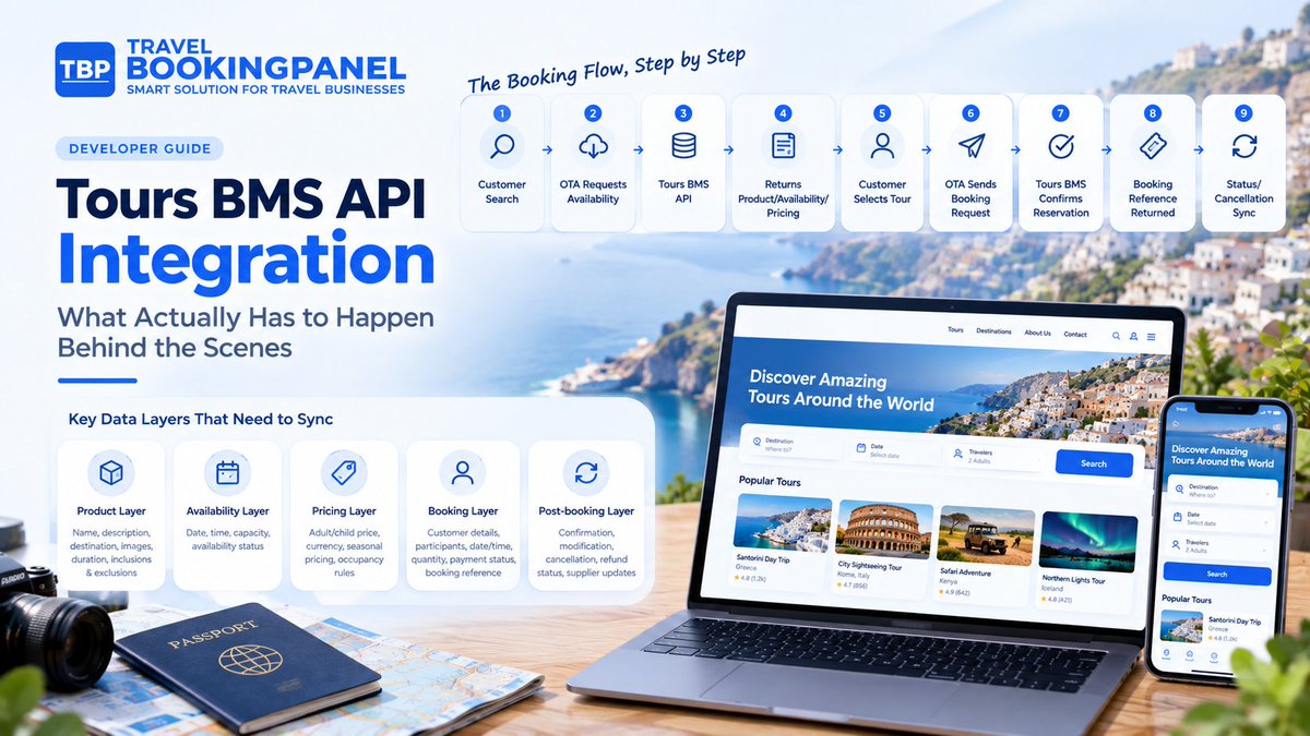 tbookingpanel's tweet photo. Building an OTA with Tours BMS? 🌍🔗

Learn what it takes to connect tour inventory, availability, pricing &amp; bookings and avoid common integration challenges.

👉 https://t.co/kWJ56PC9Cb

#TravelTech #OTA #APIIntegration #TravelSoftware https://t.co/ej4C66cGw5