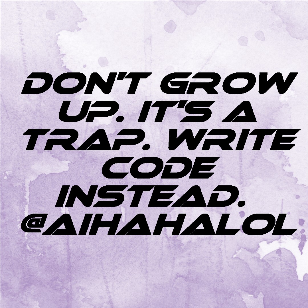 AiHaHaLol's tweet photo. Growing up is a trap... Write code instead! ๐โฌ๏ธ
See the serious side of AI at https://t.co/7TtRu1qY09
#AiHaHaLol #aigenerated #entityframework #aimemes #developerlife #programmermemes #dotnetcore https://t.co/DoI76YaLOa