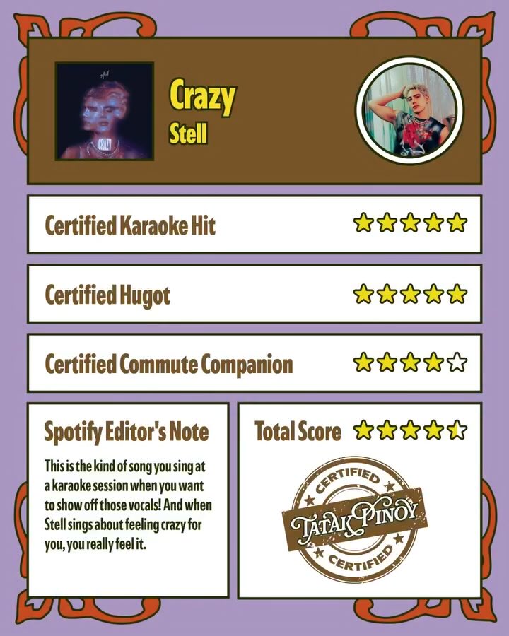 stellbase's tweet photo. Spotify PH recognizes Stell’s latest single 'Crazy' as a certified Tatak Pinoy track! 🇵🇭

A song made to be sung, felt, and played on repeat.

Go stream 'Crazy' now! 🩸🎧
🔗 https://t.co/wa2XaaEFc3 https://t.co/6kcI6g5ZMz