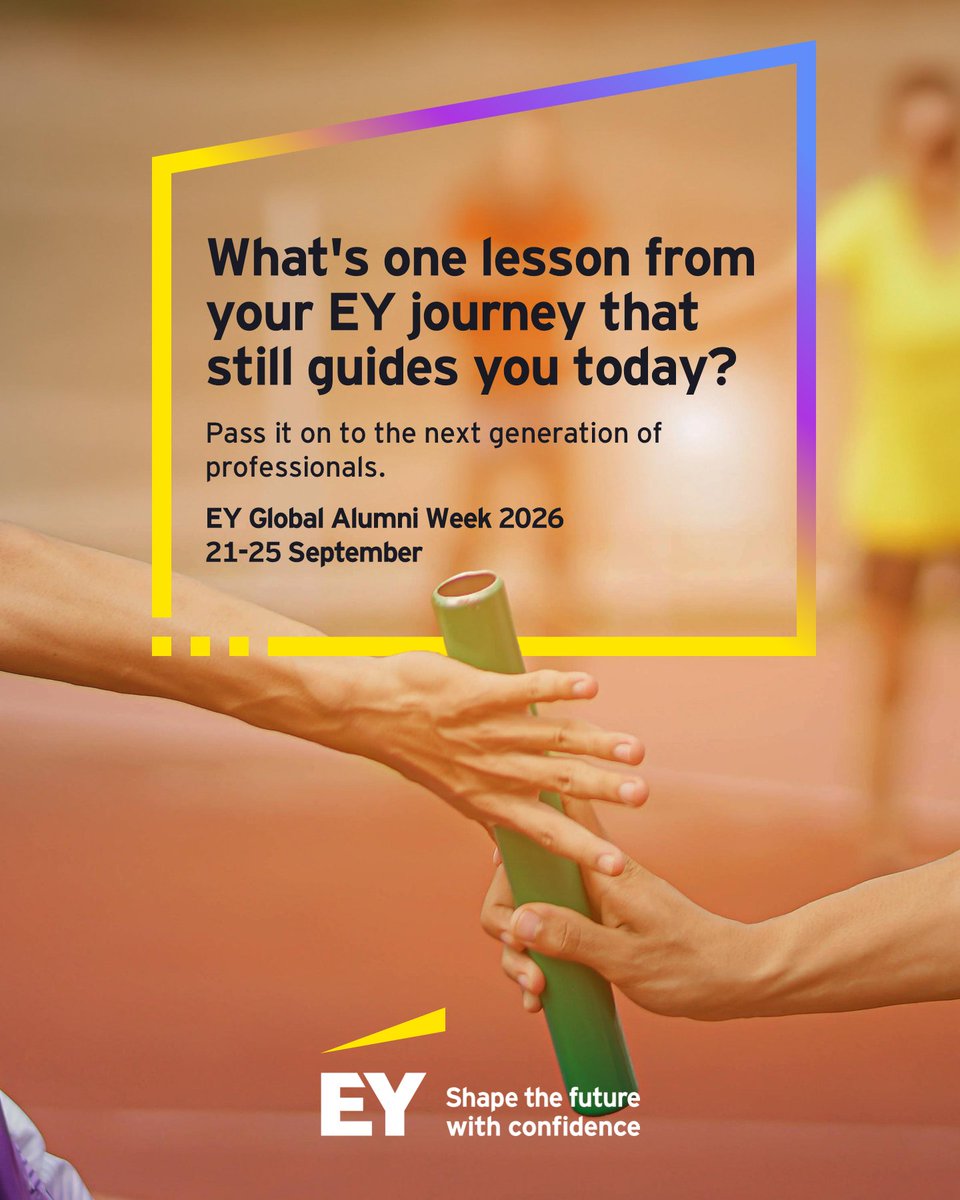 EY_India's tweet photo. What's something you know today that you wish you'd known sooner?
This EY Alumni Week, share the insight that shaped your path and help someone else's journey along the way.
Pass it on a piece of advice - https://t.co/JRBwLQwSdu.
#EYAlumni #EYGlobalAlumniWeek https://t.co/6HxQ4nfEQf