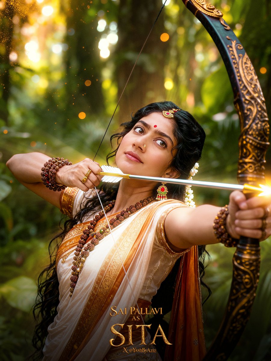 YashByAziz's tweet photo. From The Tale Of #Ramayana 🏹
Presenting

#SaiPallavi As Janak Nandini Mata SITA

Starring , #RanbirKapoor As Lord Rama 
#Yash as Ravana

Slated For Diwali 2026 Release Worldwide. https://t.co/p2XlSZtcaV