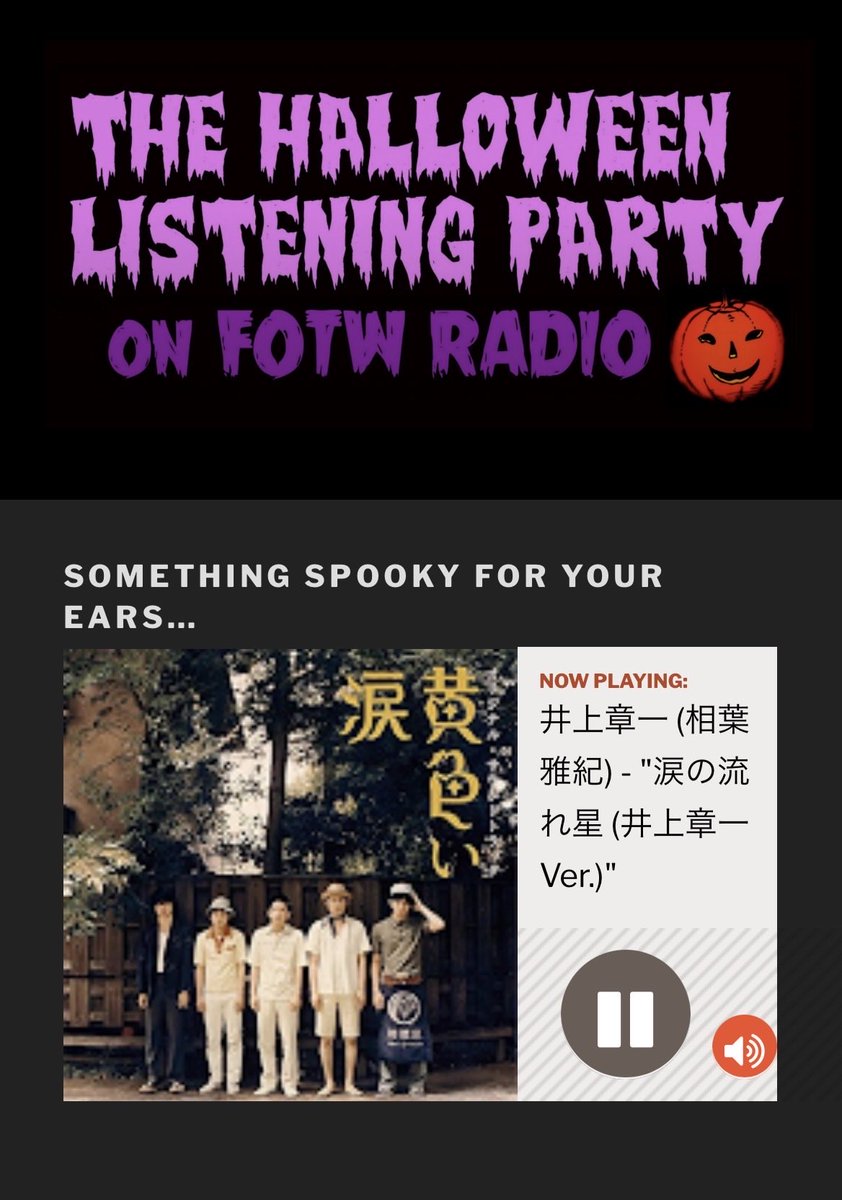 e6_osanm's tweet photo. 🎃🇦🇺#Halloweenradio @fotwradio
#嵐海外ラジオオンエア #ARASHI
2026/9/22 #OAリスト 嵐編②🛥️

15:51〜
*井筒昭雄 - "99.9~piano arrange~"💜

井上章一 (相葉雅紀) - "涙の流れ星 (井上章一Ver.)"💚

#嵐を世界に連れて行こう
@arashi5official https://t.co/mOL23DuP04