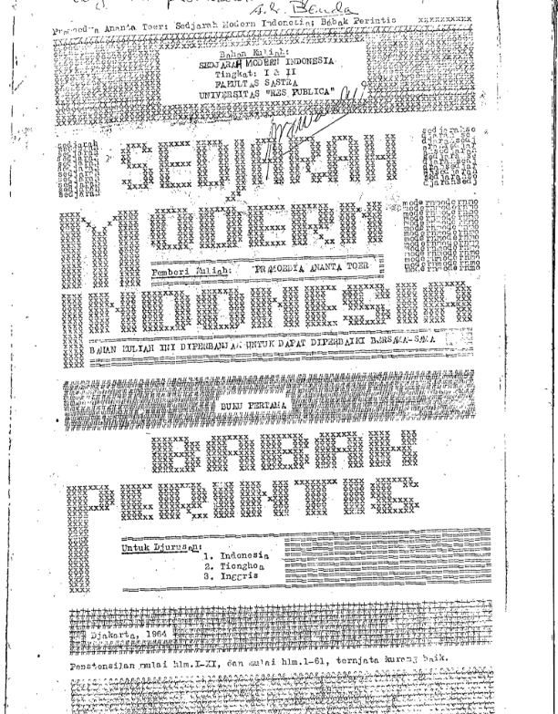 AIswinarto's tweet photo. sila unduh naskah Sejarah Modern Indonesia – Pramoedya Ananta Toer 1964: Bahan Kuliah : Tingkat : I &amp; II FAKULTAS SASTRA UNIVERSITAS “RES PUBLICA” 
(tersedia hasil digitalisasi salinan naskah atau dalam format baru yakni dengan pengetikan kembali 
https://t.co/6k0a79oRZl https://t.co/DnhrQLM9F5