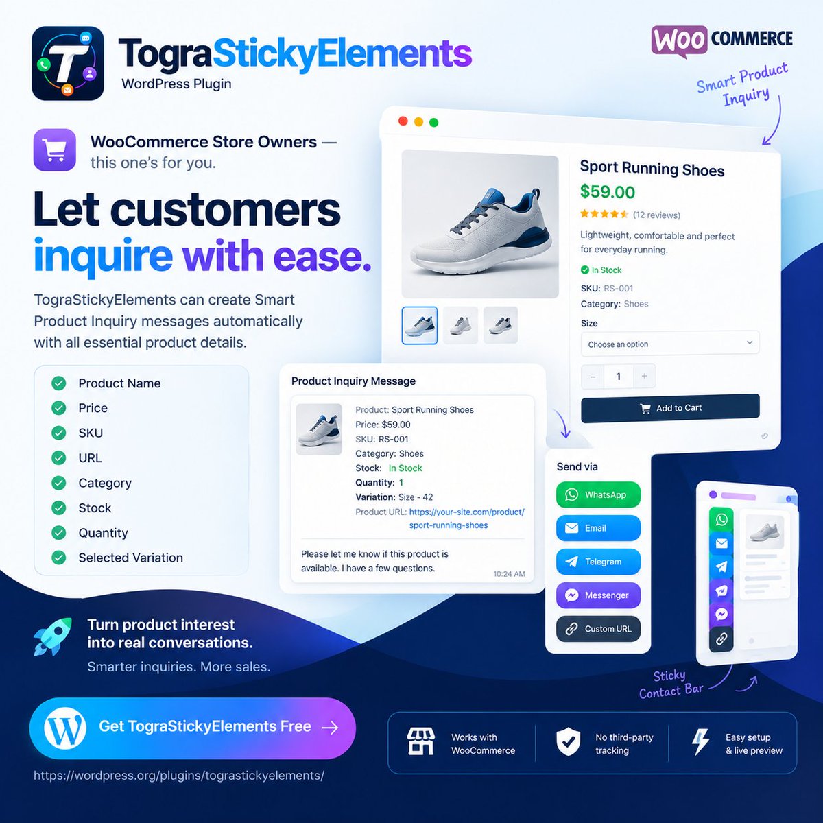 ibrahim_coder's tweet photo. 🛒 WooCommerce store owners — this one's for you.

It can include

✔ Product Name
✔ Price
✔ SKU
✔ URL
✔ Category
✔ Stock
✔ Quantit
✔ Selected Variation

Then send the inquiry through WhatsApp Email Telegram, Messenger or a custom URL

👉 Get Free
https://t.co/MWNS3bssUg https://t.co/LYIImvU9bB