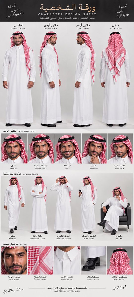 SULTAN__22__'s tweet photo. كود لعدسة من كل الاتجاهات وجميع الزوايا .. للصورة المرفقة مع الكود ..

الكود 👇🏼👇🏼

"

/CHARACTERSHEET(الصورة) • ثبّت_الهوية_والملامح_والجسم_والملابس • حوّلها_إلى_أمامي+جانبي+خلفي+تعابير+حركات_ديناميكية • نفس_الشخص_في_كل_لقطة • واقعي_فوتوغرافي • Character_Design_Sheet • 9:20

"