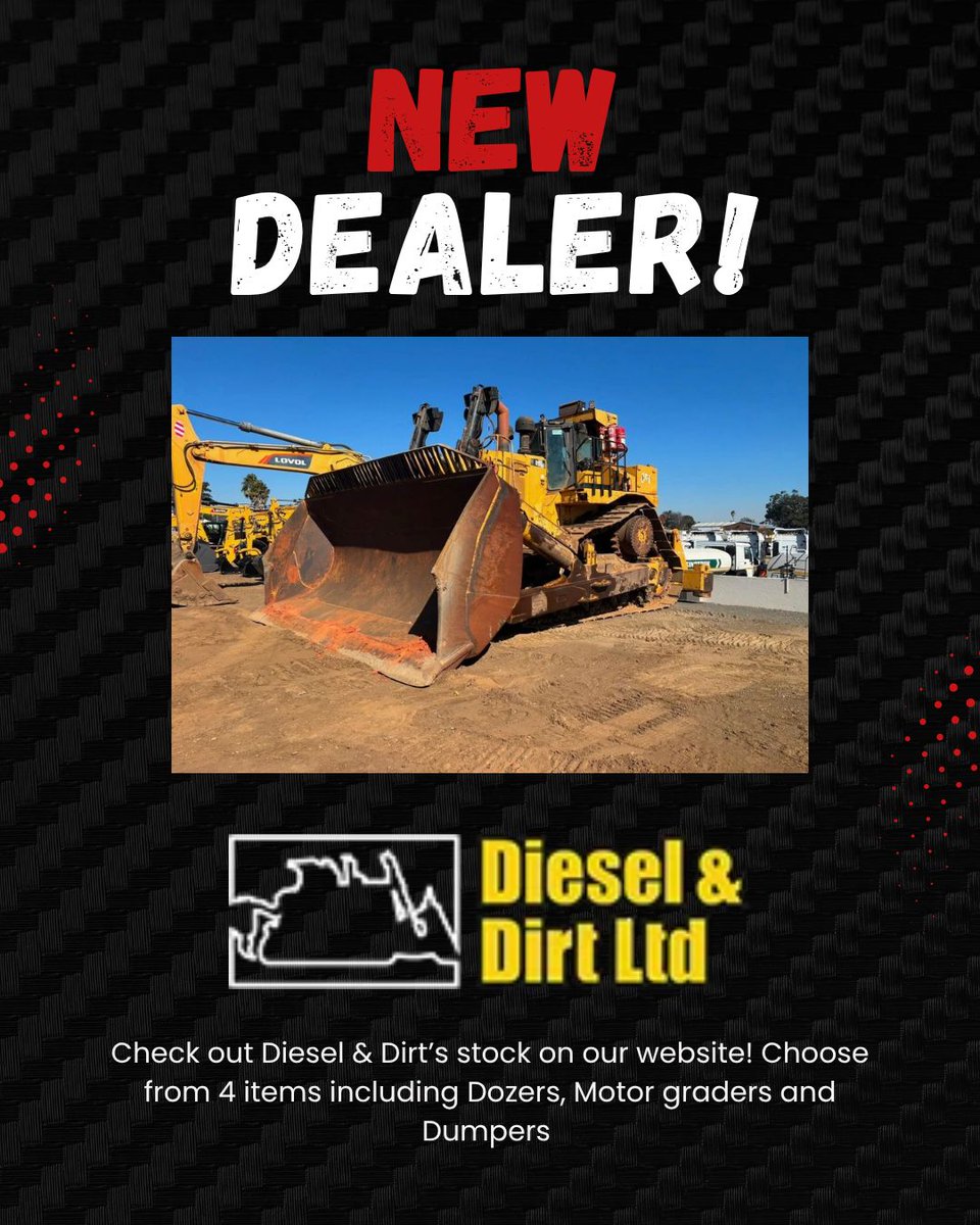 EquipmentSales8's tweet photo. NEW DEALER: Diesel & Dirt🔥

Diesel & Dirt Ltd is a family run Company and is well established with it's head office based in Worcestershire, United Kingdom since 2004. They offer a reliable source of used and new construction and mining equipment. Throughout their long history they have offered the best service to their customers making them a great choice for you. 

Check out their inventory here 👉 https://t.co/WjDI123xKs