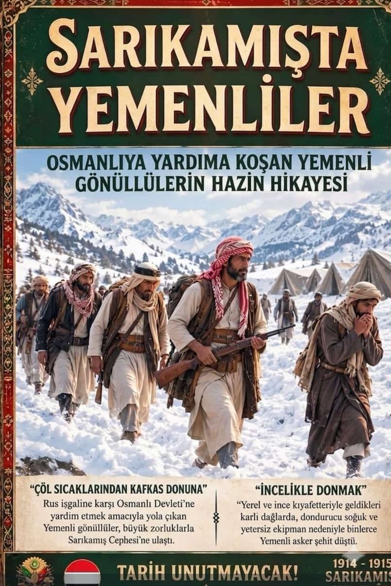 bilen_salih009's tweet photo. Yazlık elbise ve  ayağında çarık ile Sarıkamış ta şehit olan Yemenlilerin hazin hikayesi https://t.co/voW58KbpFx