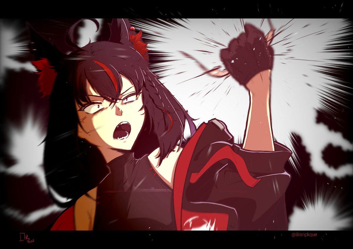 Blanckque's tweet photo. kurokami hates glasses(i think) #絵フブキ 

(reposting art im proud of) https://t.co/bngc4j9UGu