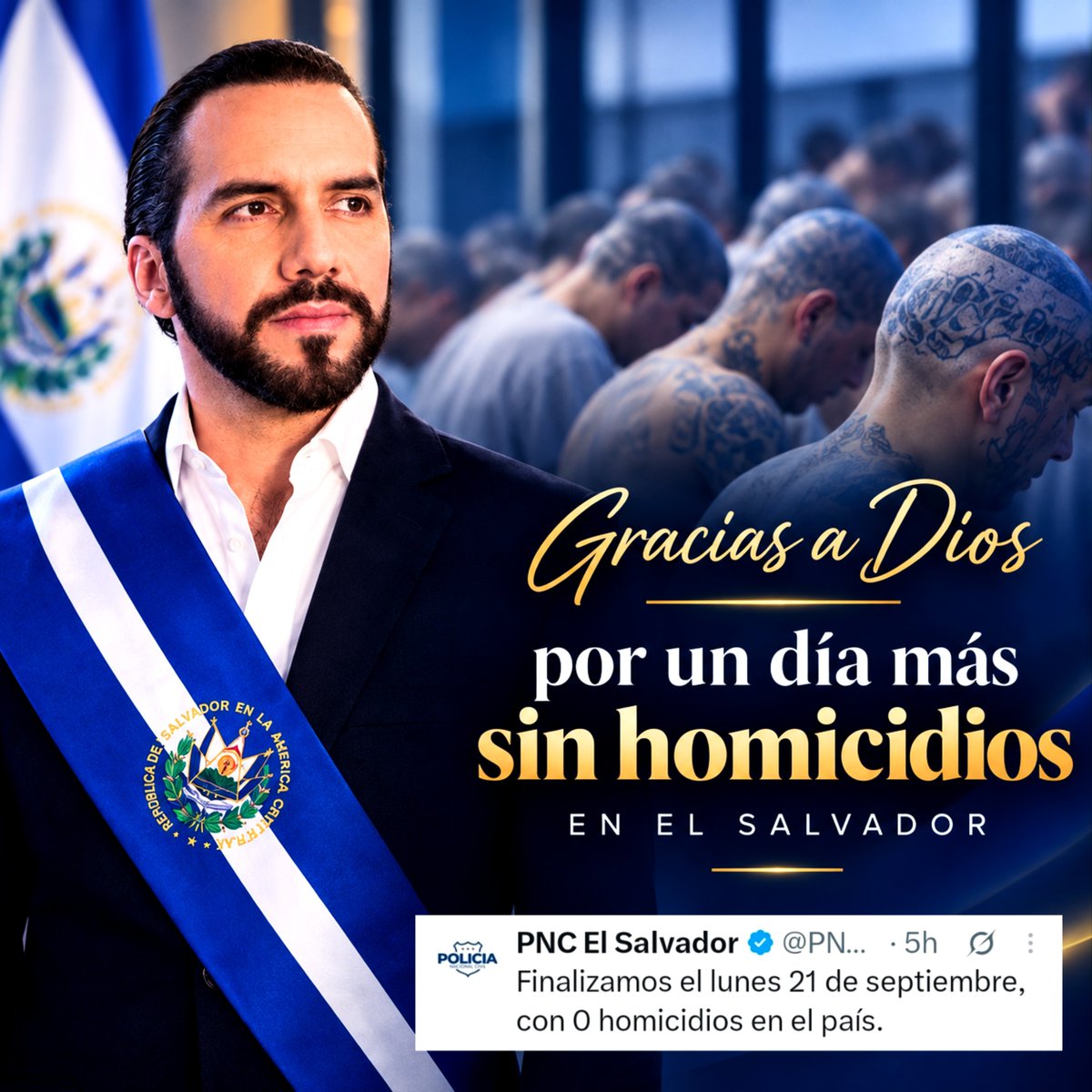ChrisGuevaraG's tweet photo. Que Dios bendiga siempre a El Salvador y nos permita seguir sumando días sin homicidios. 🇸🇻 

Amén. 🙏 https://t.co/ltfcNzgY4U
