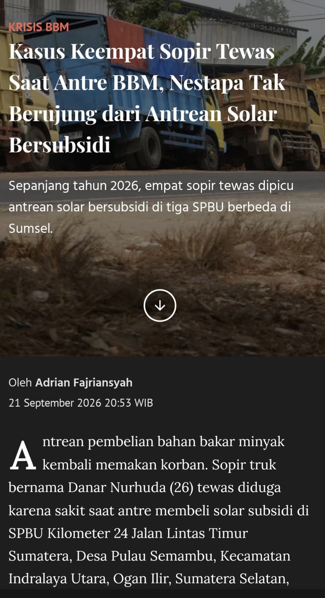 SpektaData's tweet photo. Turut berduka. Semoga pemerintah mawas diri. Krisis BBM sangat serius. @KementerianESDM https://t.co/hbfVwAXfFj