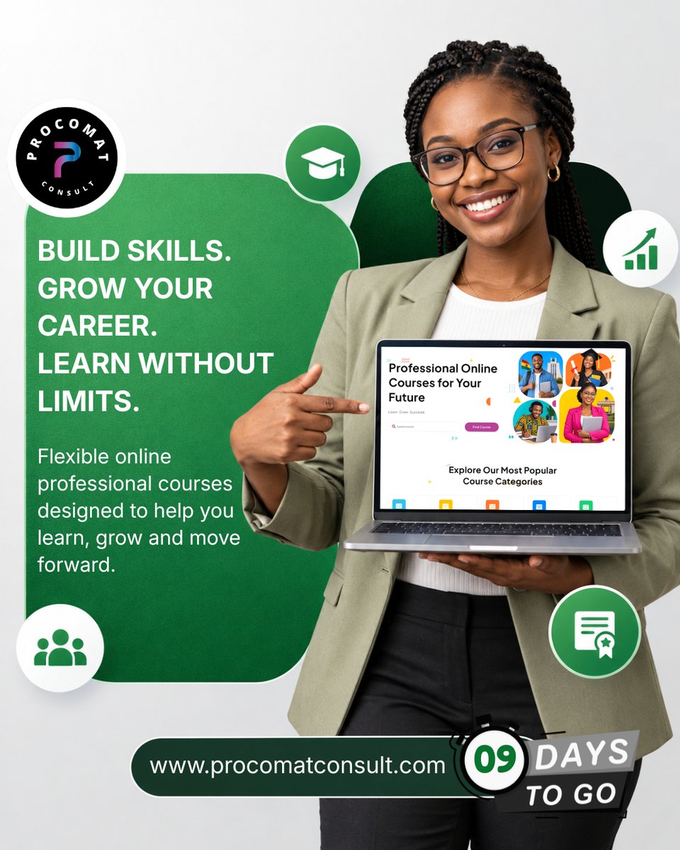 ProcomatConsult's tweet photo. In just 9 days, learners and professionals can explore 2,000+ Online UK CPD-QS Courses designed to support skill development, career growth, and continuous learning.

📅 Official Launch: 1st October 2026
🌐 https://t.co/IyHP6N9xlQ

#ProcomatAcademy #9DaysToGo #OnlineLearning https://t.co/ZkrQEWmptQ