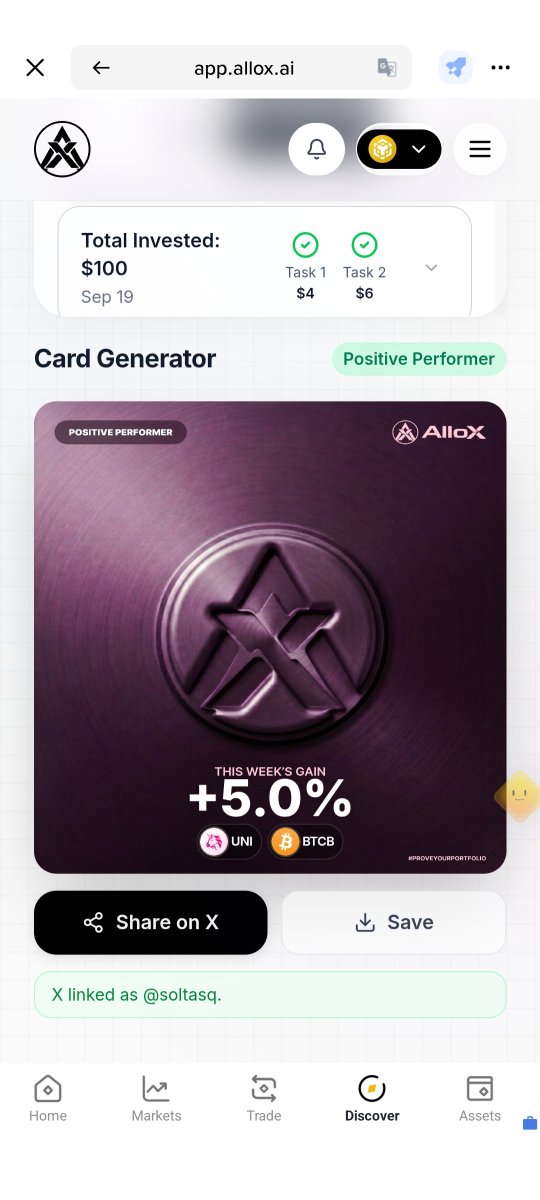 soltasq's tweet photo. Just proved my portfolio on @alloxdotai 🚀
https://t.co/hdILahpYCu
#ProveYourPortfolio #AlloX https://t.co/7XZZYzi1d6