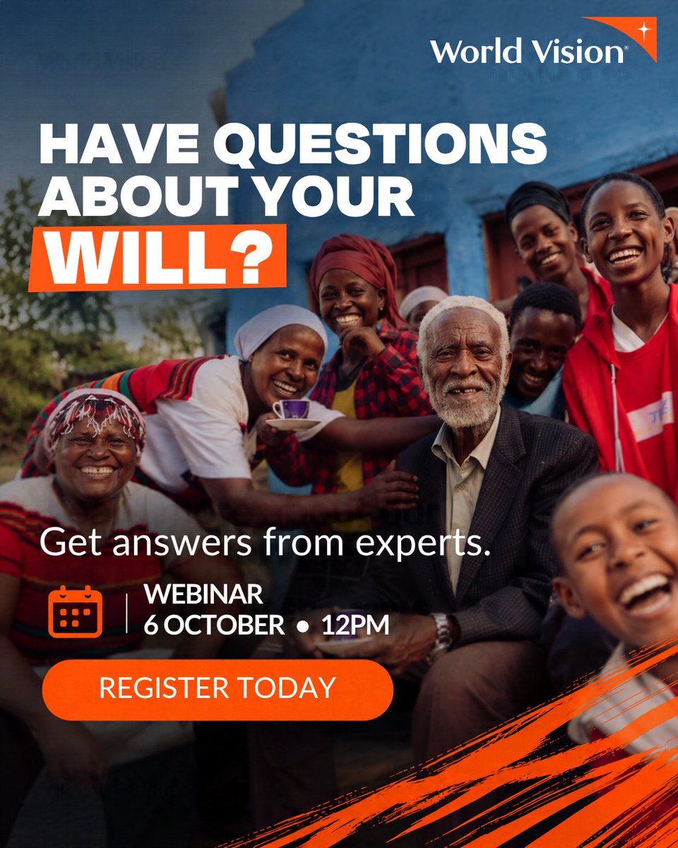 WorldVisionUK's tweet photo. Thinking of writing or updating your Will? 📝🧡
Join a free webinar with experts from Octopus Legacy for advice on Wills, trusts, and powers of attorney, plus info on our free Will service. 💡
📅 6 Oct, 12pm
👉 Register:  https://t.co/3kLfPO9Abx 

#FreeWills #WillWriting https://t.co/IRu0c1CaPl
