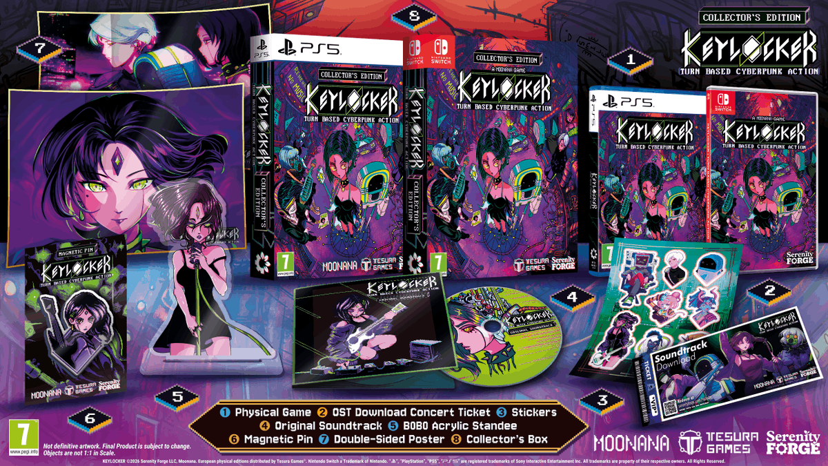 TesuraGames's tweet photo. 🎸 Keylocker 🎸
🟣 Turn Based Cyberpunk Action 🟣

¡Ya se encuentra disponible en Edición Estándar y Coleccionista para #PS5 y #NSW!

El JPRG de @moonana_ en el que usaremos el poder de la música para poner fin a un sistema corrupto.

¡Consíguelo!
🔗 https://t.co/wSa53Pb0a3 https://t.co/vfhSekaUHW