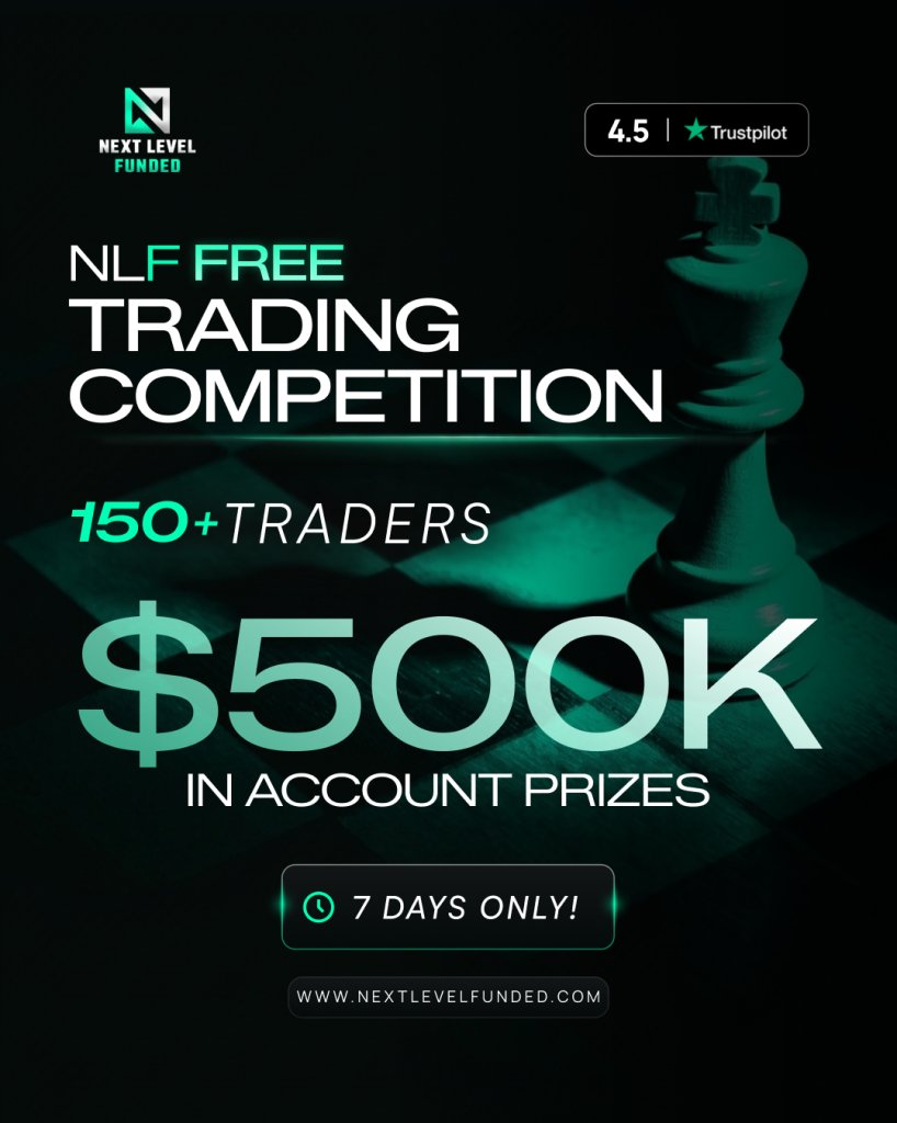 NextLvlFunded's tweet photo. IT'S ALREADY STARTED.

The NLF Free Trading Competition is LIVE.

> $500K+ in account prizes
> 150+ traders competing
> 7 DAYS LEFT

You can watch from the sidelines…
Or make your move if you are already in. https://t.co/8V9hCHNrSA