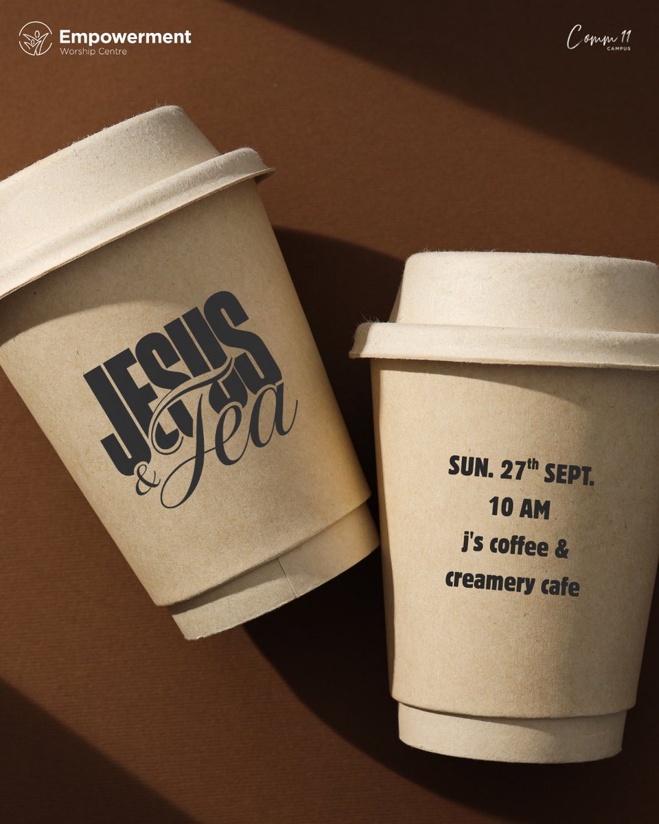 EWCComm11campus's tweet photo. Jesus & Tea On Sunday!
βοΈπ€
Join us this Sunday
Come ready for fellowship, meaningful conversations and time in Godβs presence.
π Sunday, September 27
β° 10 AM
π Jβs Coffee & Creamery Cafe
We canβt wait to see you!
#JesusAndTea #EWCComm11 #WhereGodLives https://t.co/zMSb0vkcaH
