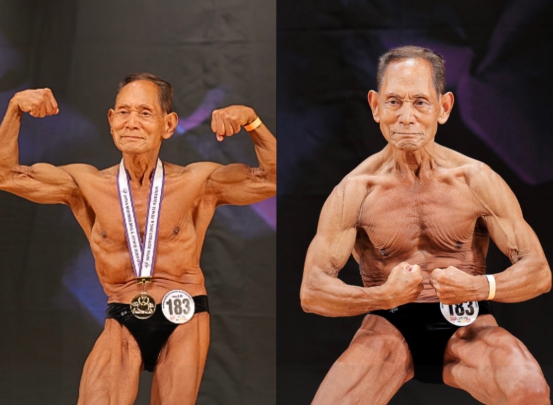 axeldaily's tweet photo. Toshisuke Kanazawa fez 90 anos e, no dia seguinte, ganhou um campeonato de fisiculturismo. https://t.co/ayH92993Ul