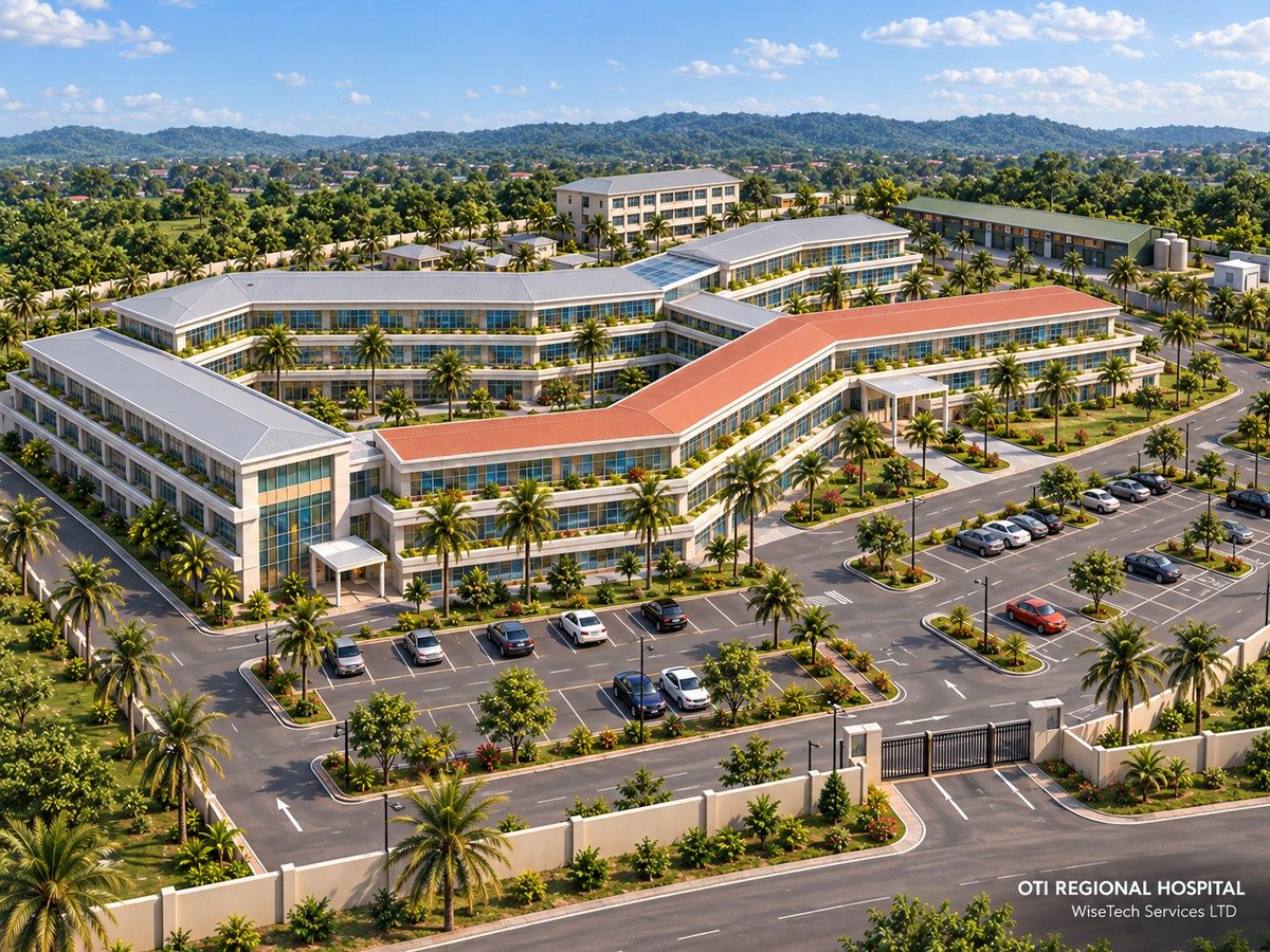 FelixKwakyeOfo1's tweet photo. As part of a broader strategy to improve healthcare in Ghana, President Mahama will cut sod in the coming weeks for three 160-Bed Regional Referral Hospitals in the Oti, Savanah and Western North Regions.

Here is the design for the one in Oti. https://t.co/UVLUSAWrz2