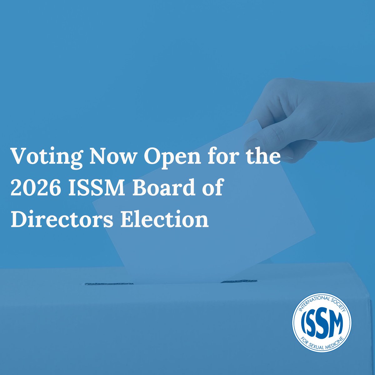 ISSM_INFO's tweet photo. Have your say in the future of ISSM!

Voting is now underway in the ISSM Elections. Eligible members are invited to learn more about the candidates and make their voices heard by casting their ballot.

Voting is open now: https://t.co/hXIlEVXq3E https://t.co/imKPZ5SNKy