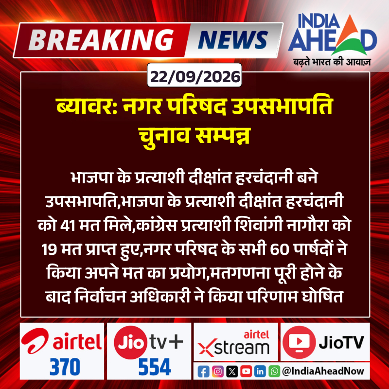 IndiaAheadNow's tweet photo. #Beawar : नगर परिषद उपसभापति चुनाव सम्पन्न

 #Ajmerb #BJP #Congress #MunicipalElection #ElectionResult #RajasthanNews #IndiaAhead https://t.co/7j5NYSXfAG