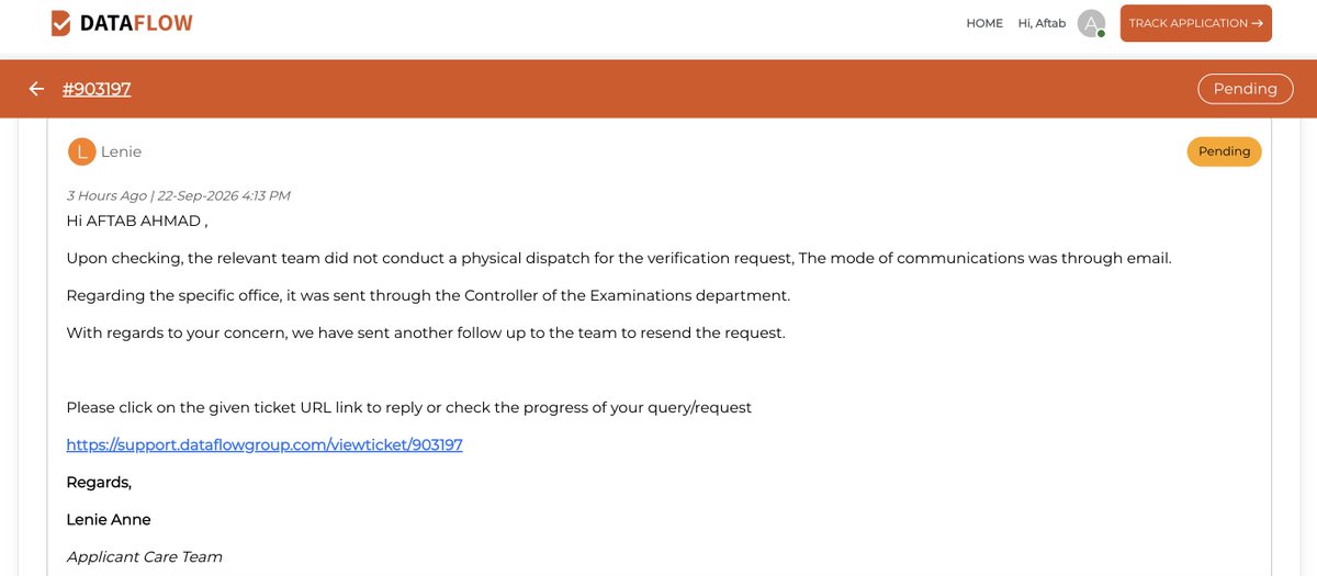 draftab89's tweet photo. Severe procedural error by @DataFlowGroup (Case S003-260714-4781B). My verification failed (UTV) because they emailed a Demand Draft fee to my university instead of mailing the physical copy! State universities can't encash emails. This cost me my @SchsOrg fee. Fix this 👇 https://t.co/tw8WFdovyU