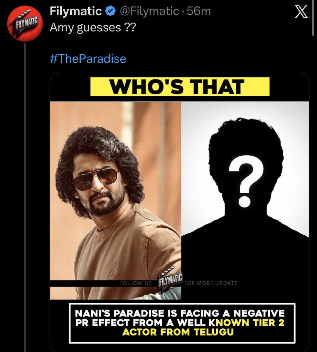 kiranakOTTu_'s tweet photo. #TheParadise PR @NameisNani duty on 🔥 🔥 https://t.co/jd9GBOypQD