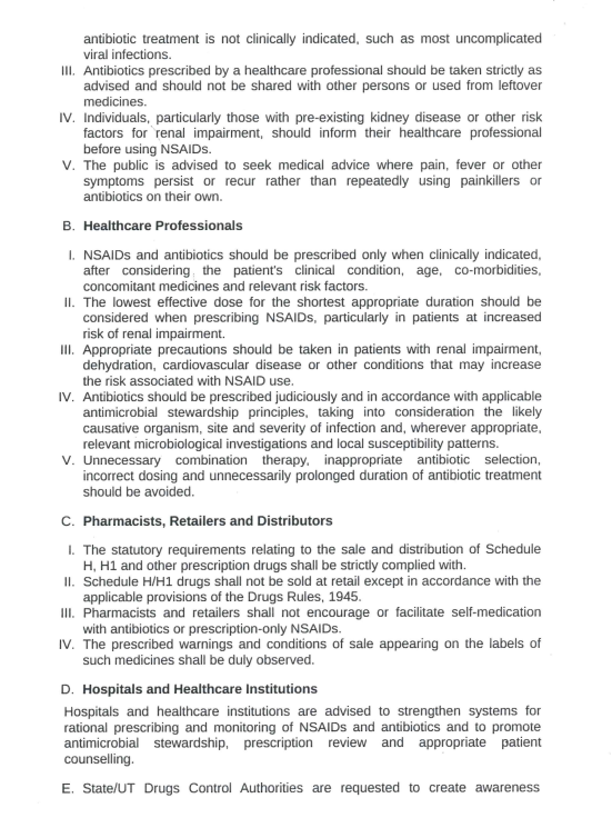 ANI's tweet photo. The Central Drugs Standard Control Organisation (CDSCO) has issued an advisory circular addressed to healthcare professionals, pharmacies, retailers, distributors, and hospitals regarding the indiscriminate use of painkillers, specifically Non-Steroidal Anti-Inflammatory Drugs (NSAIDs), and antibiotics. The circular highlights the severe medical risks associated with the unregulated and over-the-counter consumption of these medicines, explicitly linking their unchecked use to the development and acceleration of Chronic Kidney Disease (CKD).