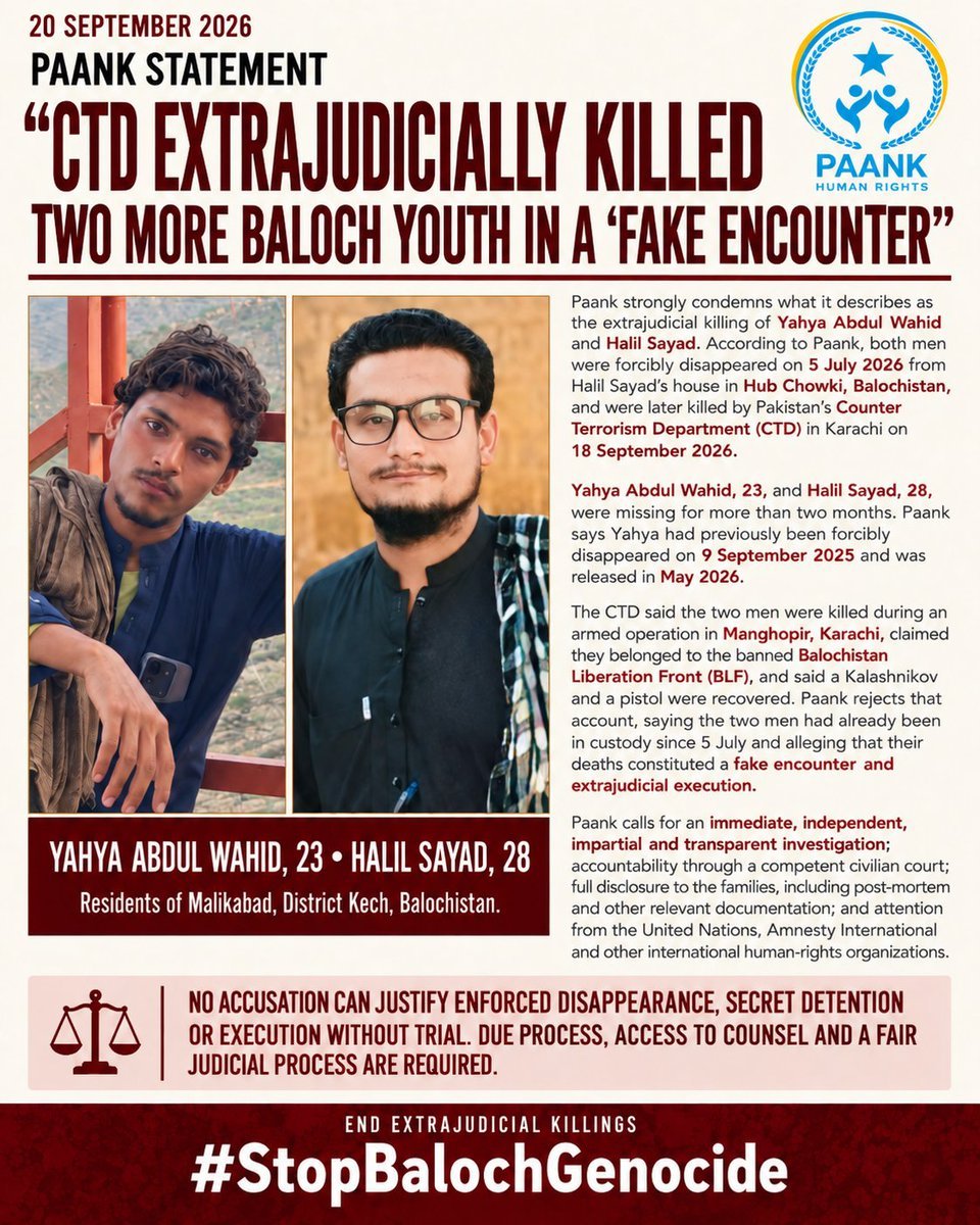 peterson_ryan9's tweet photo. @ShujaaAzmi @FarhanBaloch53 @Moni_Kakar The families of Yahya and Halil don't just deserve answers; they deserve raw, unyielding global solidarity. It’s time to wake up to what is happening in Balochistan.

3/ @ShujaaAzmi @FarhanBaloch53 @Moni_Kakar 

#Balochistan 
#JusticeForYahyaAndHalil https://t.co/Hwq7BnAAVa