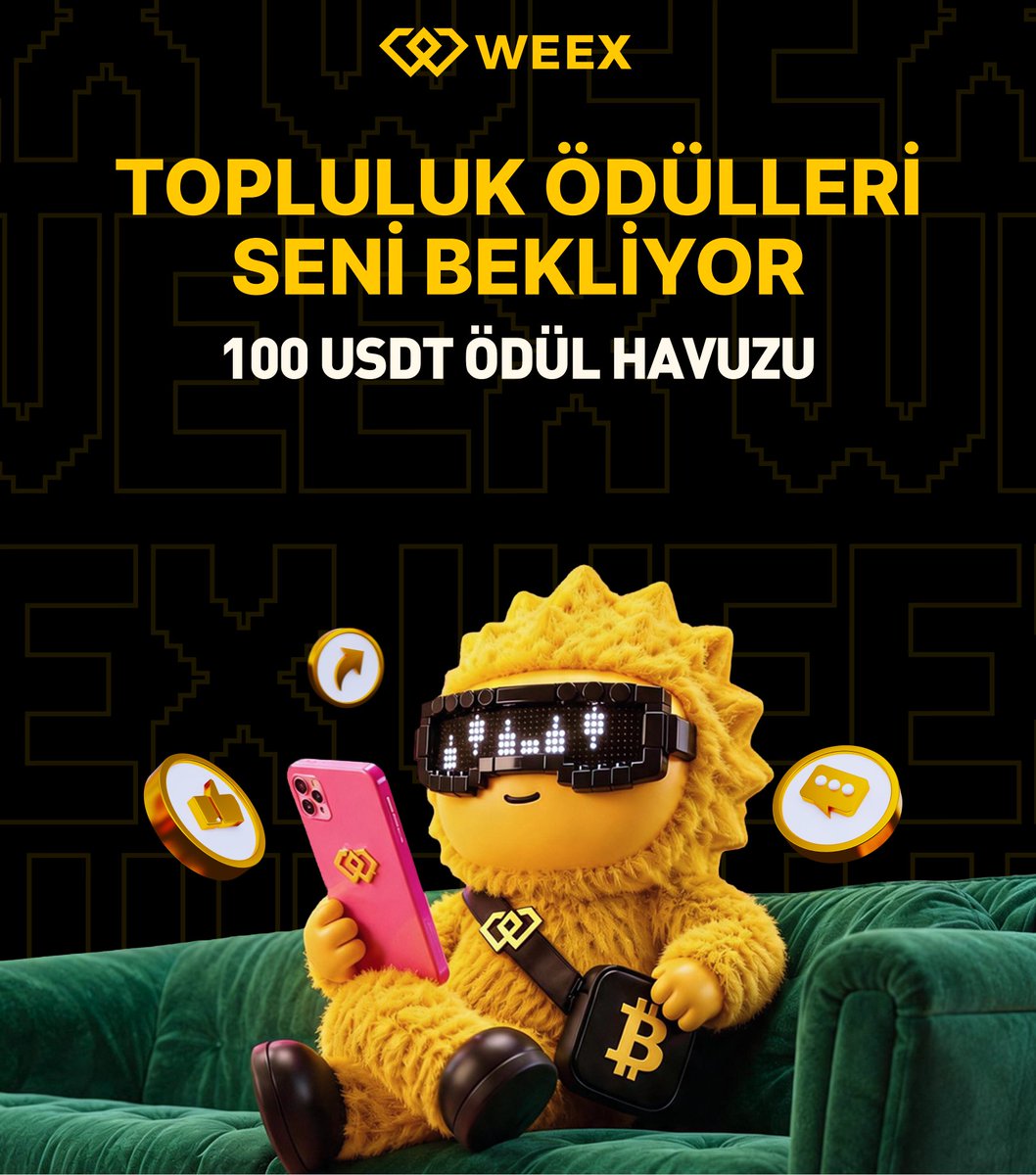 WEEX_Turkiye's tweet photo. 🏆 WEEX Türkiye Topluluğu, parlama zamanı!! ✨

🔥 Aylık 100 USDT Ödül Havuzu sizi bekliyor! 

@WEEX_Turkiye topluluğuna enerjisiyle renk katan, yorumlarıyla sohbeti büyüten ve yaratıcı içerikleriyle WEEX topluluğunu güçlendiren herkesi görüyoruz. 👀  

Desteğinize karşılık aktif üyelerimize her hafta sürpriz ödüller dağıtıyoruz. 💸 

 👥 Topluluğun enerjisine sen de katıl! Gönderiyi RT'le, yorumunu bırak ve WEEX Türkiye'de şimdiden parlamaya başla! 🚀🌟

https://t.co/O5SO0ywMIN