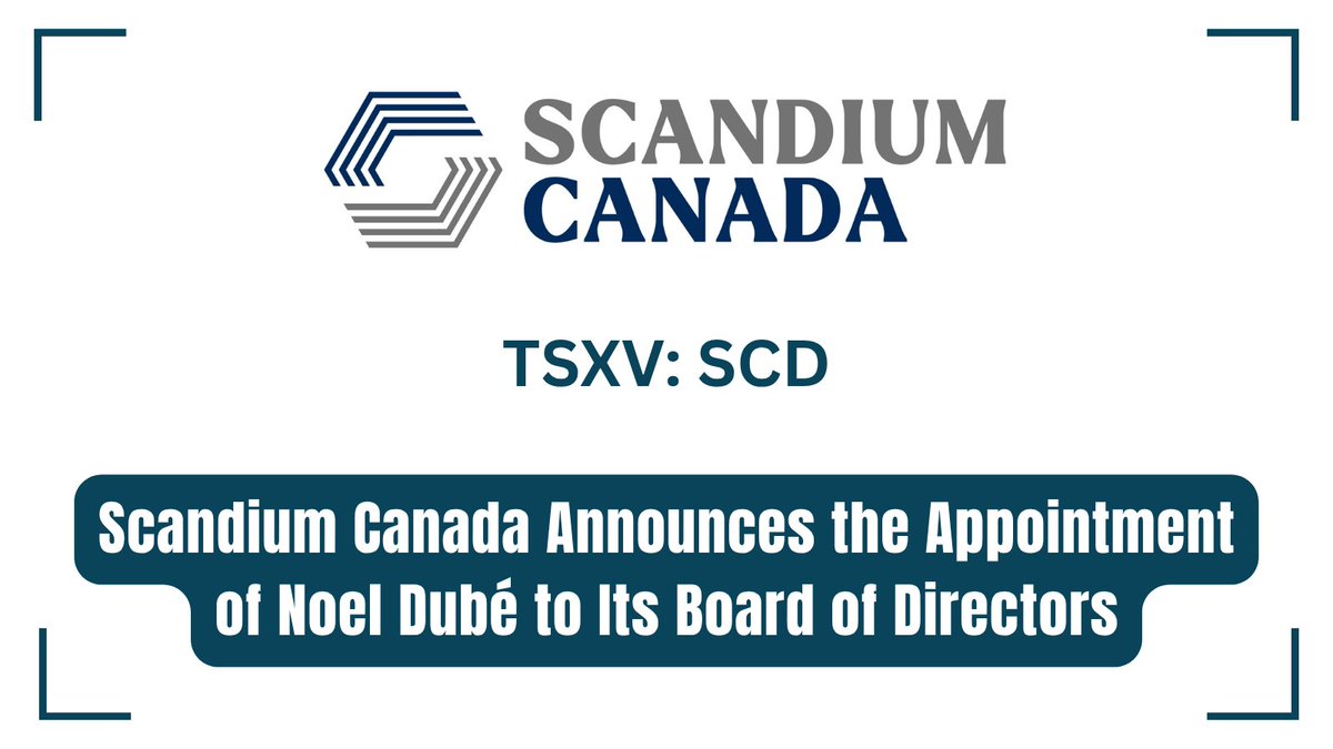 InvestorNews's tweet photo. Scandium Canada Announces the Appointment of Noel Dubé to Its Board of Directors https://t.co/vZ1VruvVke cc: @InvestorNews

#Scandium #CriticalMinerals @ScandiumCanada $SCD.V https://t.co/mYmIHHtJxh