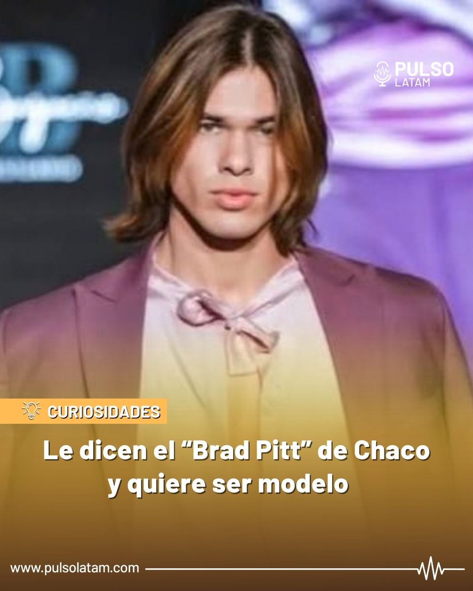 PulsoLatam's tweet photo. 😍🇦🇷 Un joven de Villa Ángela, Chaco, se volvió viral en TikTok por su sorprendente parecido con Brad Pitt, y ya lo bautizaron "el Brad Pitt Chaqueño".

📱 Sus videos, comparando su sonrisa y sus rasgos con los del actor de Hollywood, acumularon miles de reproducciones y comentarios, con usuarios asegurando que "es igual" al protagonista de "El club de la pelea".

💼 Ahora, el joven busca dar el salto y crecer profesionalmente en el modelaje y la actuación, aprovechando la repercusión que le generó su parecido físico en redes.

Fuente: MDZ Online

#BradPittChaqueño #Chaco #Argentina #Curiosidades